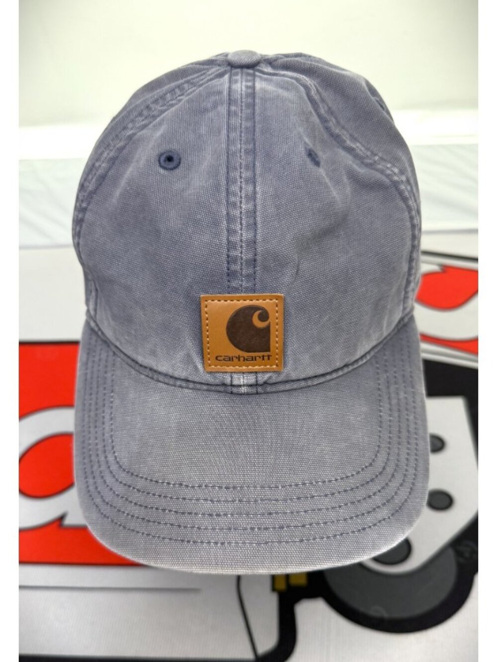 Carhartt Gray Canvas with Leather Logo Patch Adjustable Cap